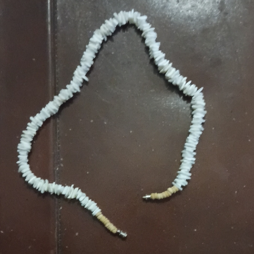 White and Tan Beaded Necklace
